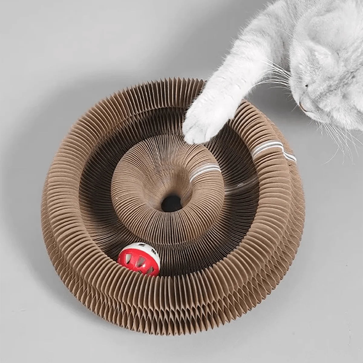 Andra FlexiClaw™ | 3-in-1 Foldable Cat Scratcher - Interactive Accordion Toy with Bell & Organic Catnip