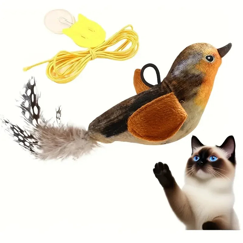 Andra Flutter™ | Interactive Flapping Sparrow Cat Toy - Motion-Activated Realistic Chirping & Kicking Plush